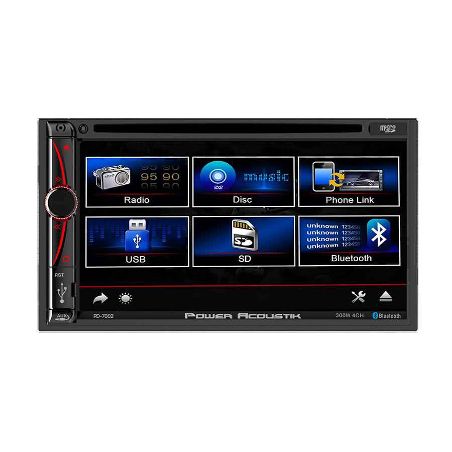 Power Acoustik PD-7002 autoradio 2 DIN 7" DVD Bluetooth