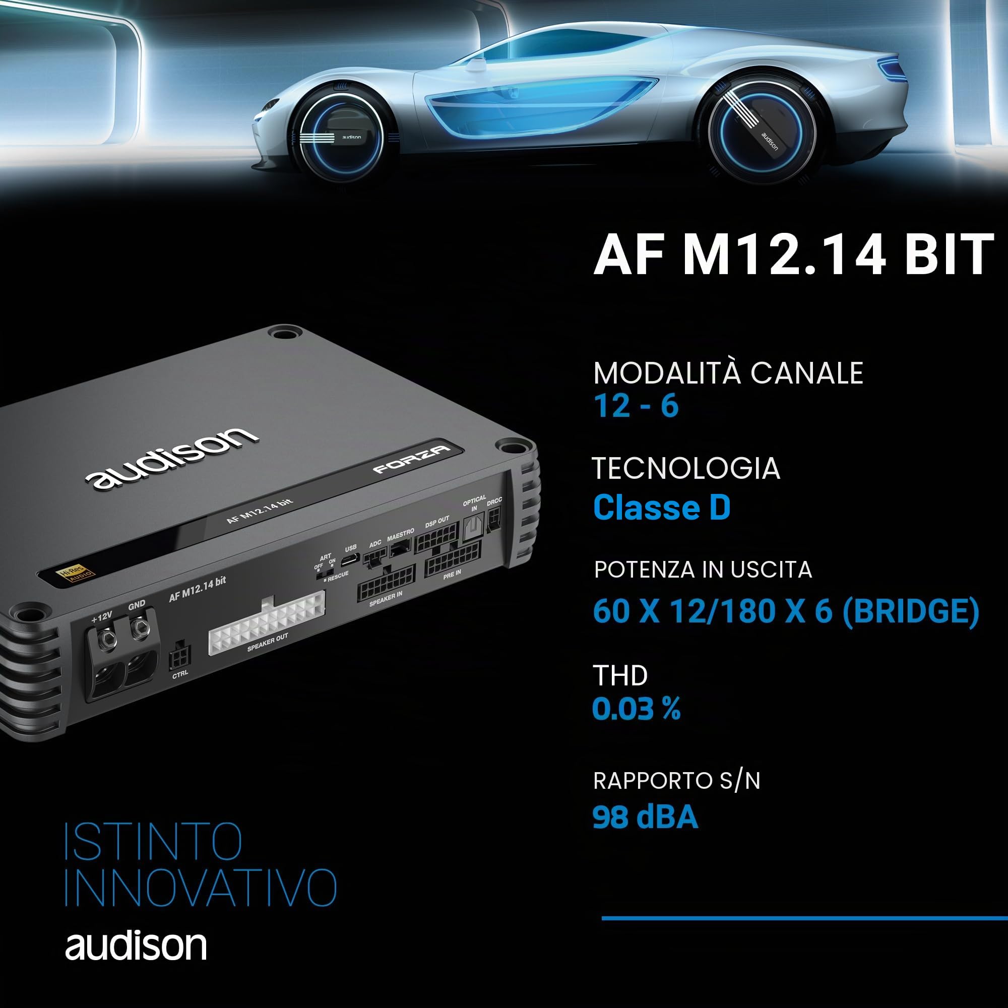 Audison Forza AF M12.14 bit amplificatore DSP 12x90W