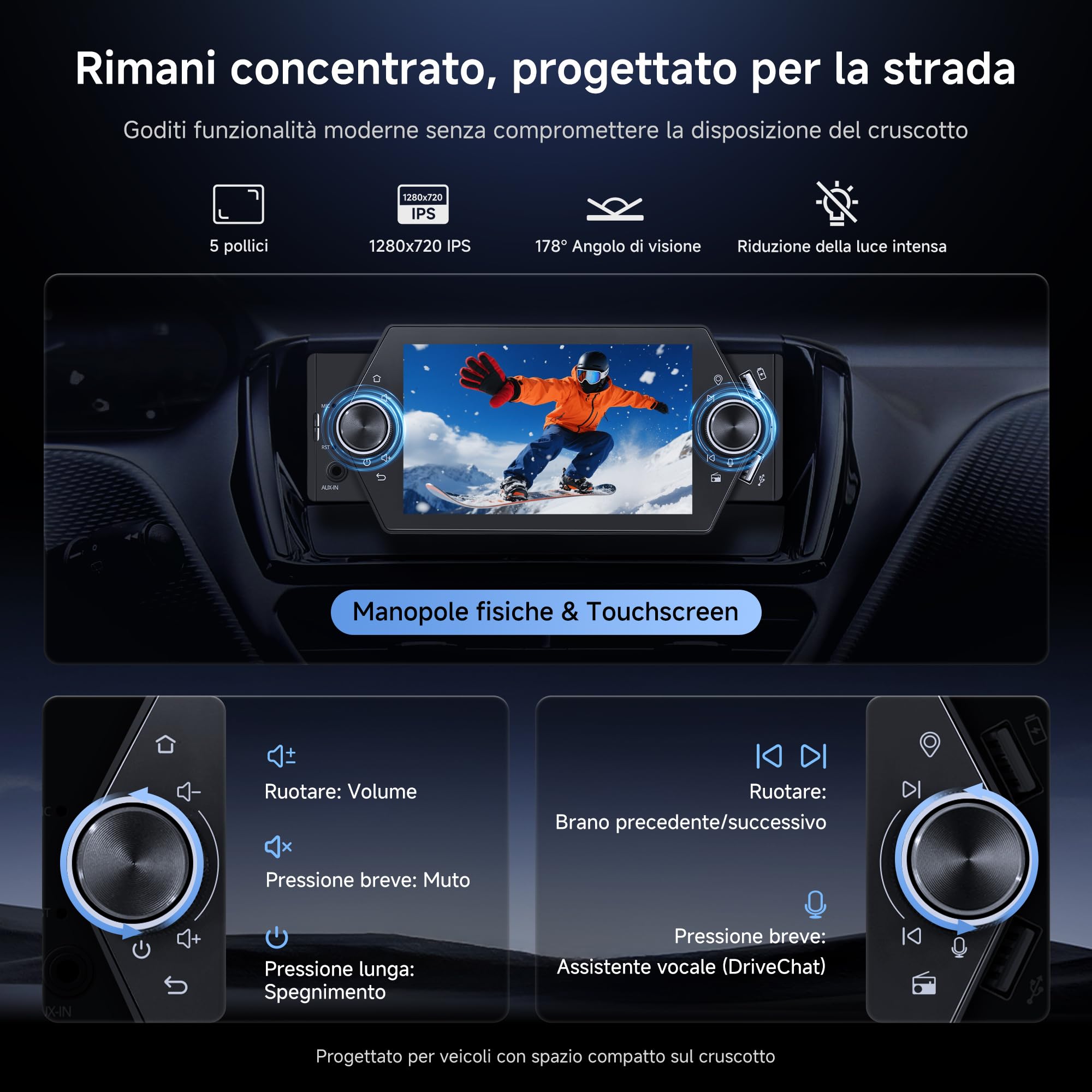 ATOTOZONE 1 Din autoradio Android 5 pollici CarPlay 2+32GB
