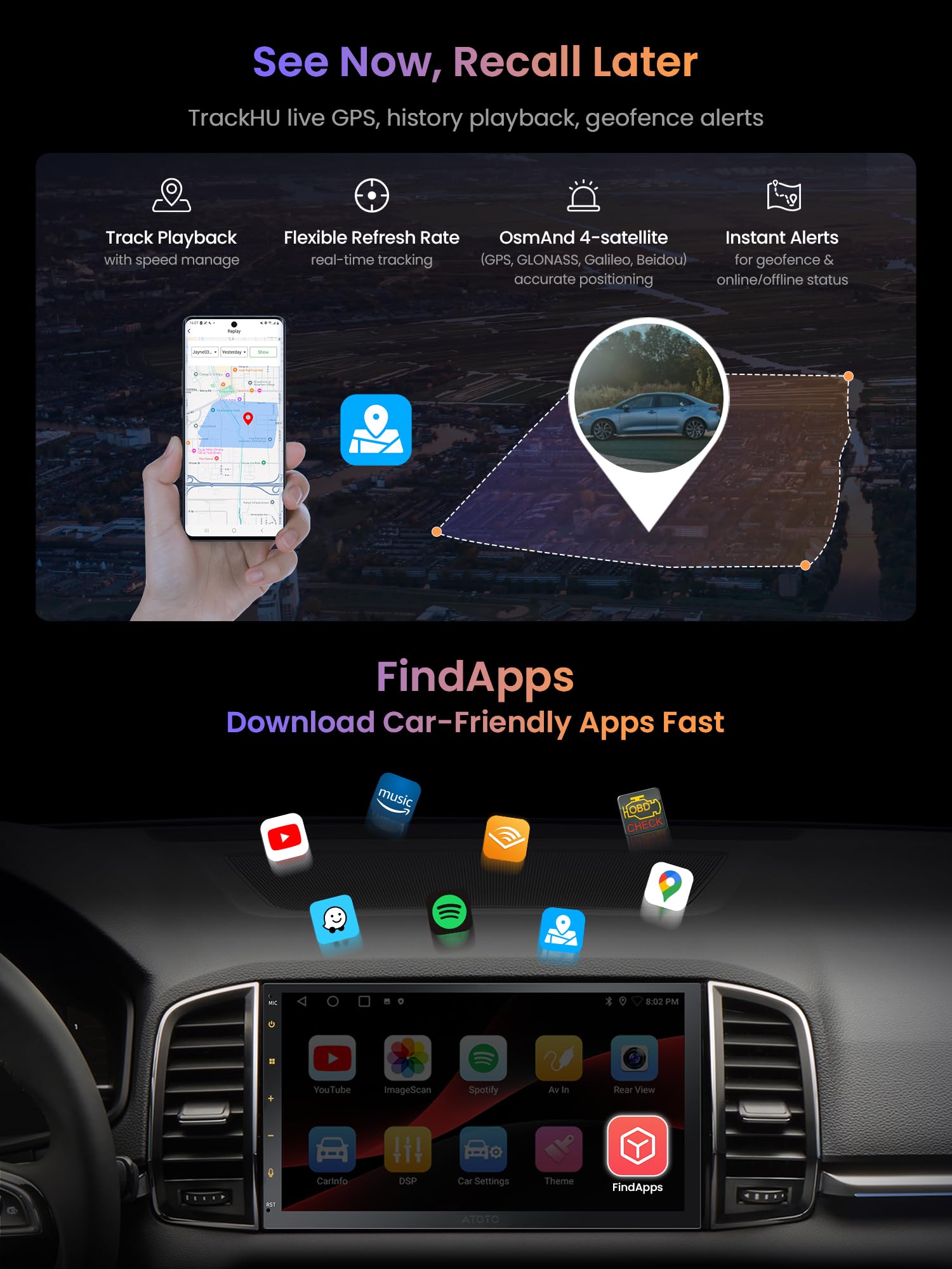ATOTOZONE A5L autoradio Android 7" 2 DIN 2G+32G CarPlay