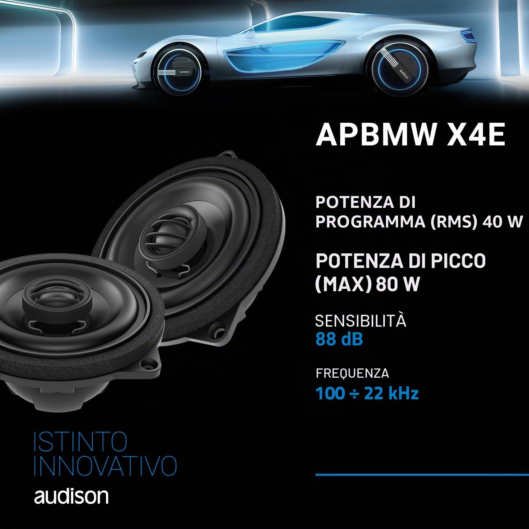 Audison Prima APBMW X4E Casse auto coassiali 100mm 80W