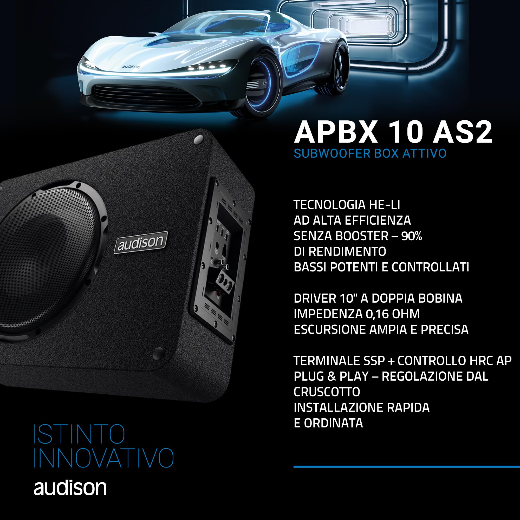 Audison Prima APBX10 AS2 Subwoofer 250mm 800W Amplificato
