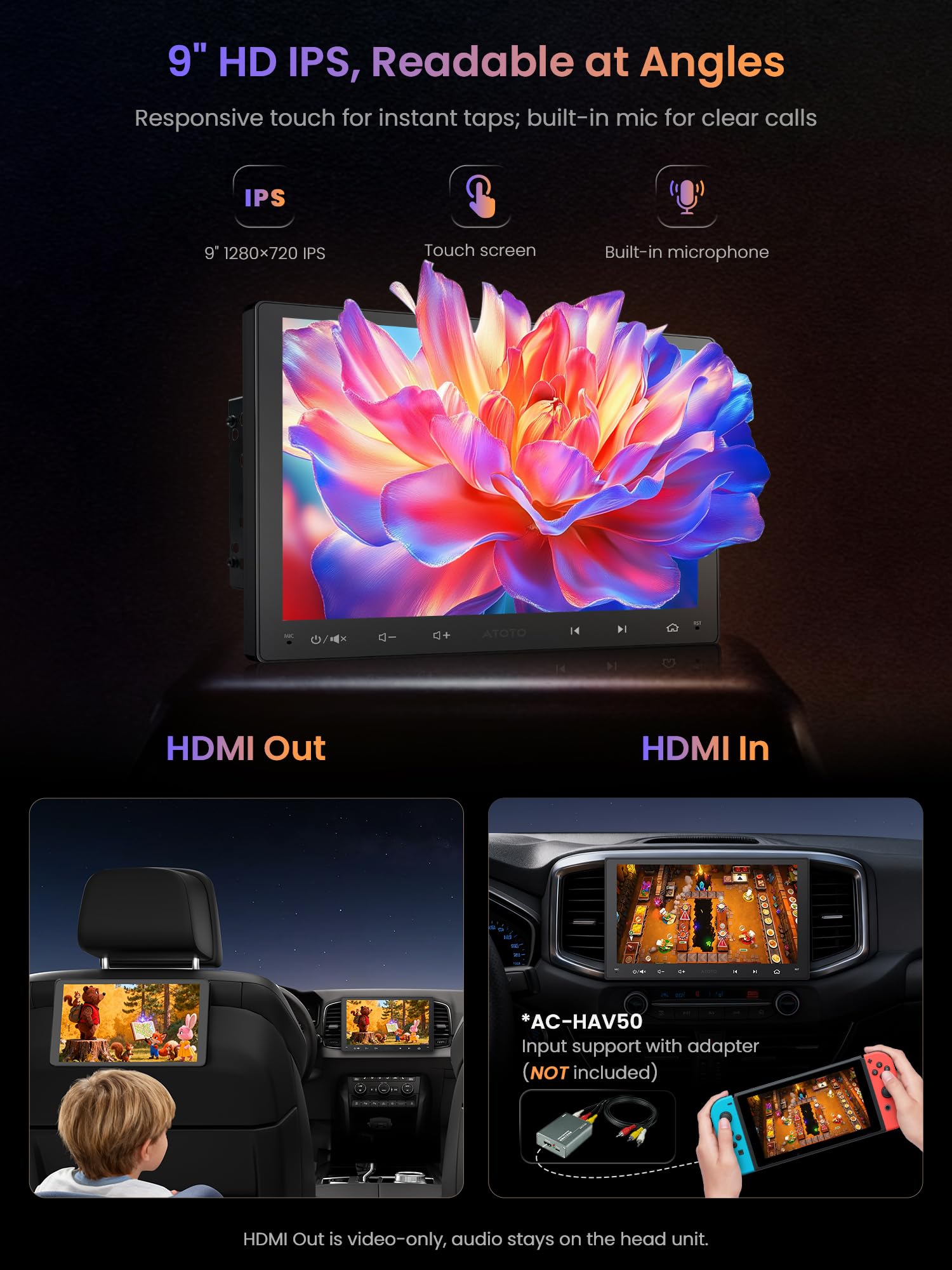 ATOTOZONE A5 Lite Autoradio Android 9 Pollici 2 DIN CarPlay Wireless