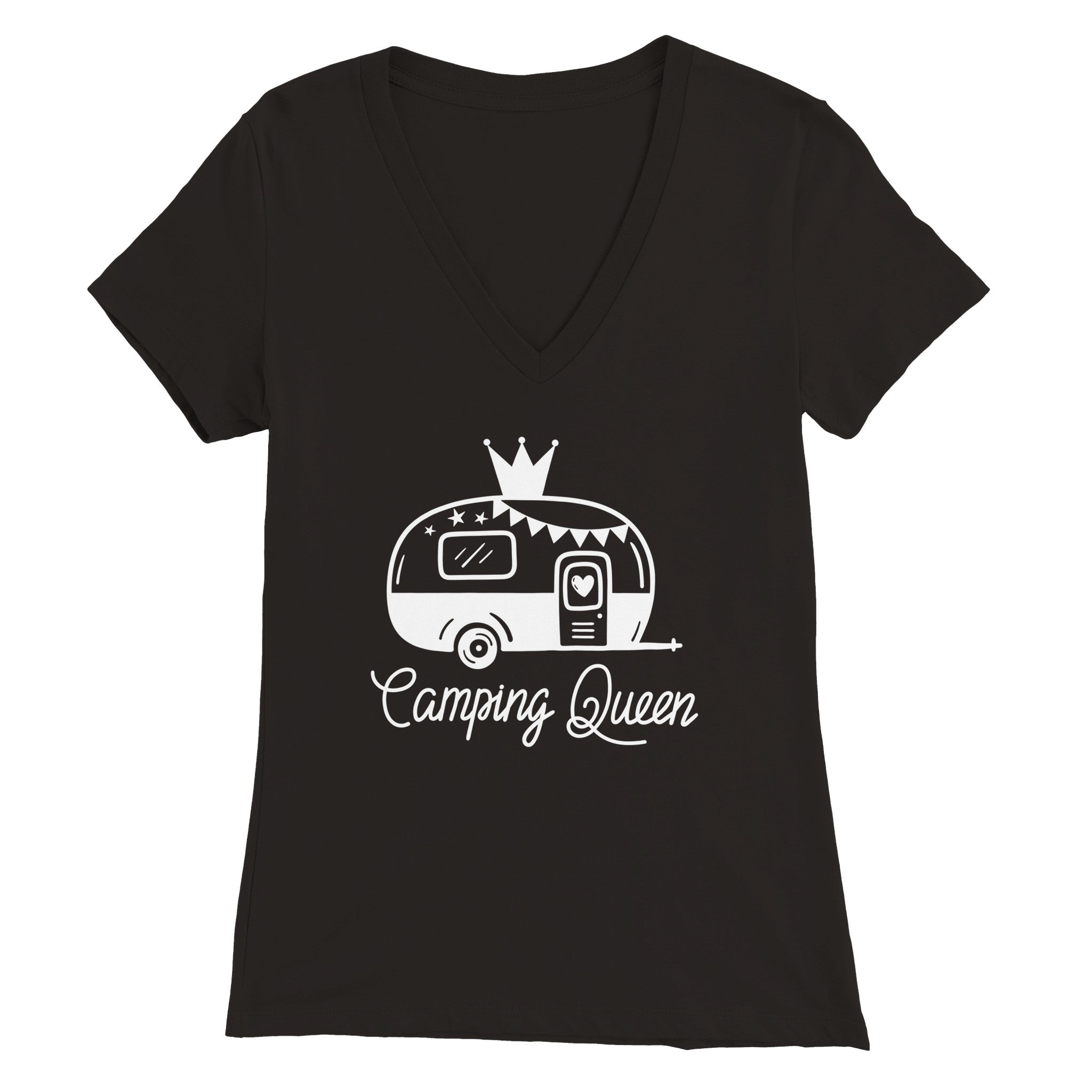 Magnedyne Camping Queen T-Shirt Donna Scollo V Cotone