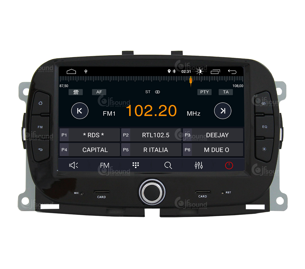 JFSound X7C-PRO JF-137F5 autoradio Fiat 500 con DSP