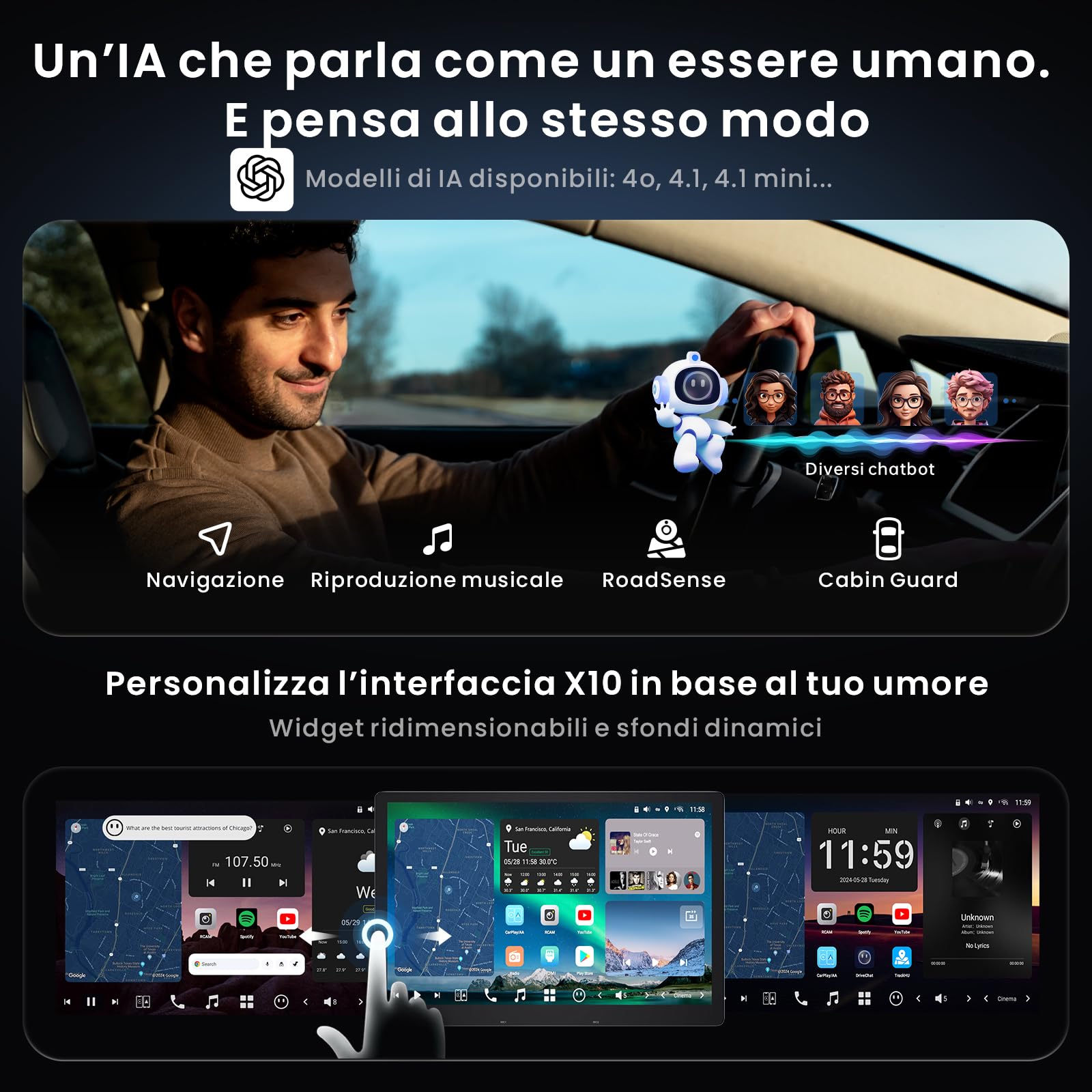 ATOTOZONE X10 Autoradio QLED 12,95" 8+128GB CarPlay 4G