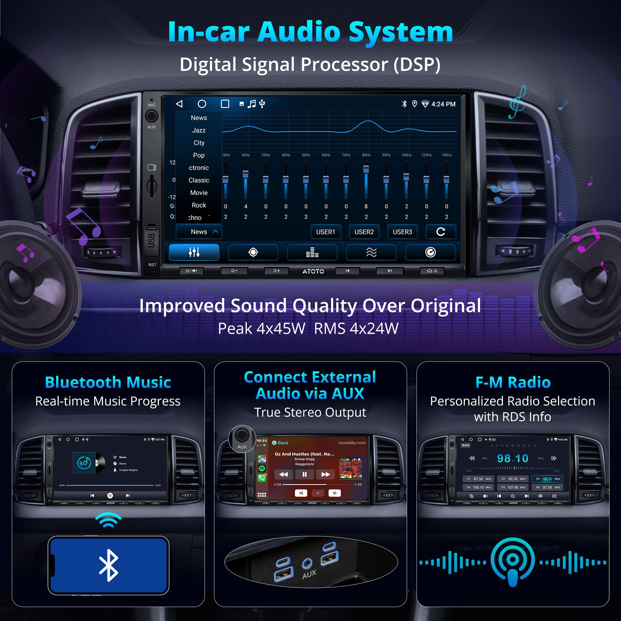 ATOTOZONE Car Stereo A5L autoradio 7" con DVR 2+32G