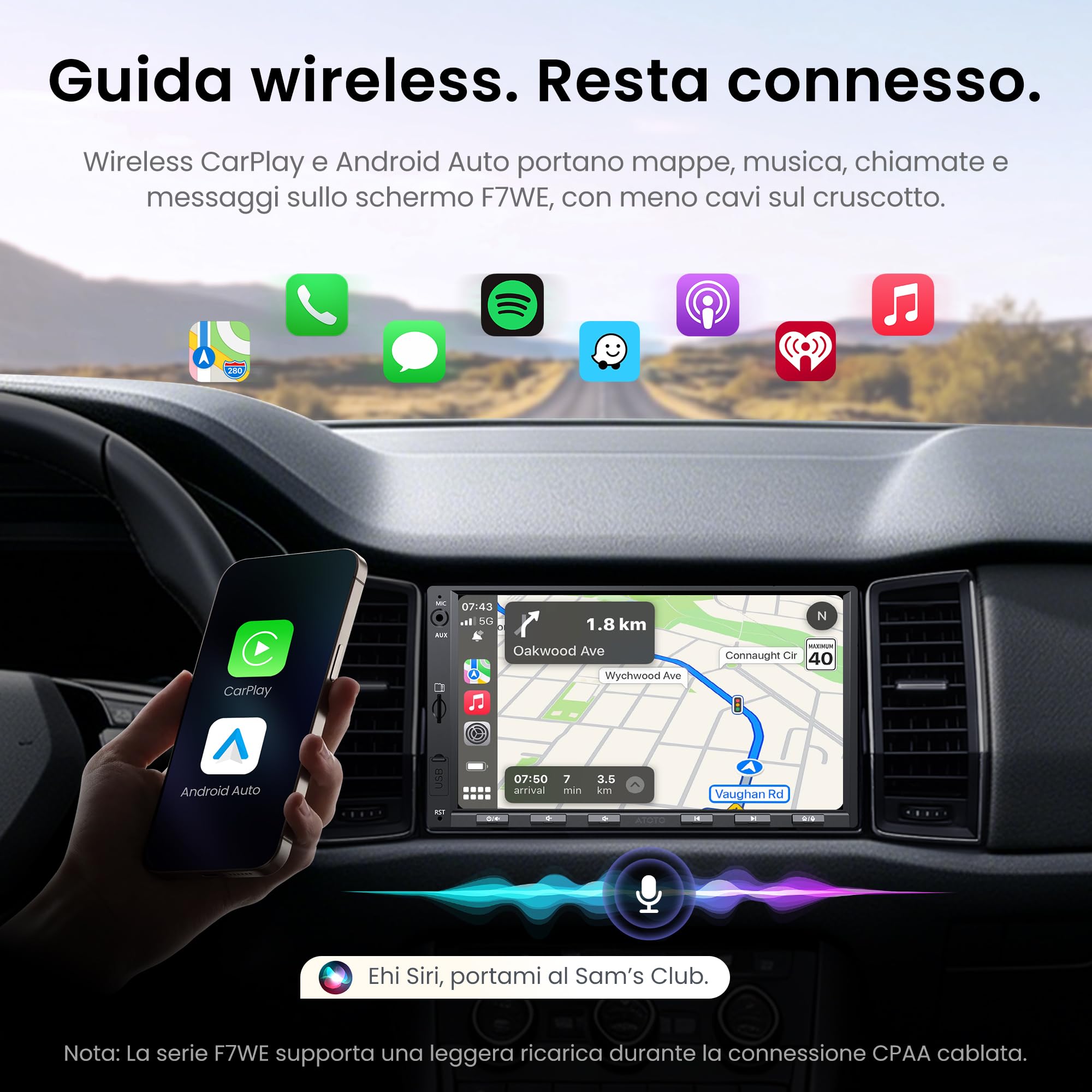 ATOTO F7 WE Autoradio 2 DIN 7 Pollici QLED CarPlay Wireless