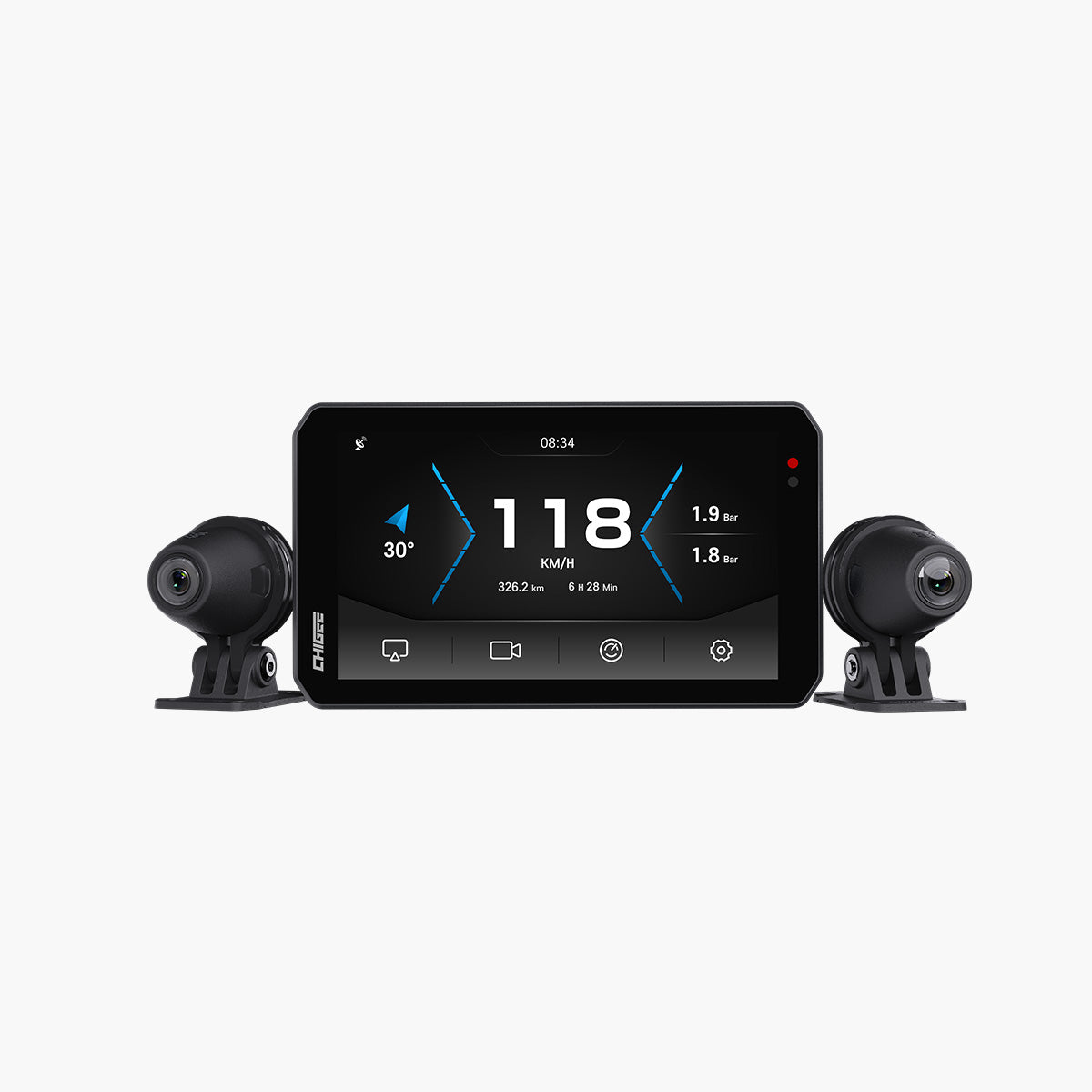 CHIGEE AIO-5 EVO Display Moto 5" Doppia Telecamera CarPlay