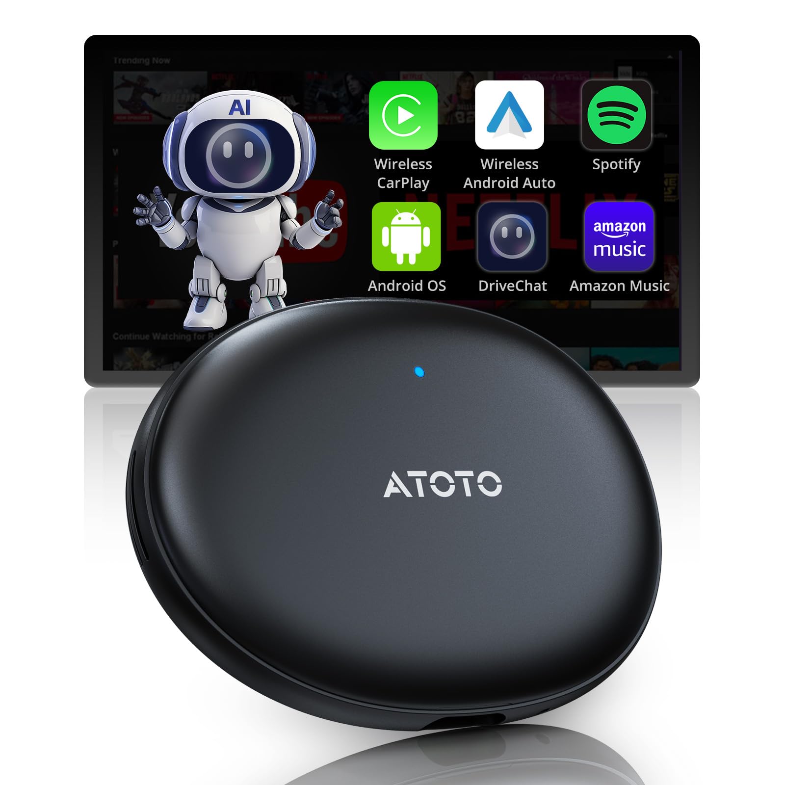 ATOTOZONE AD5 Box CarPlay Android Auto Wireless Youtube AI