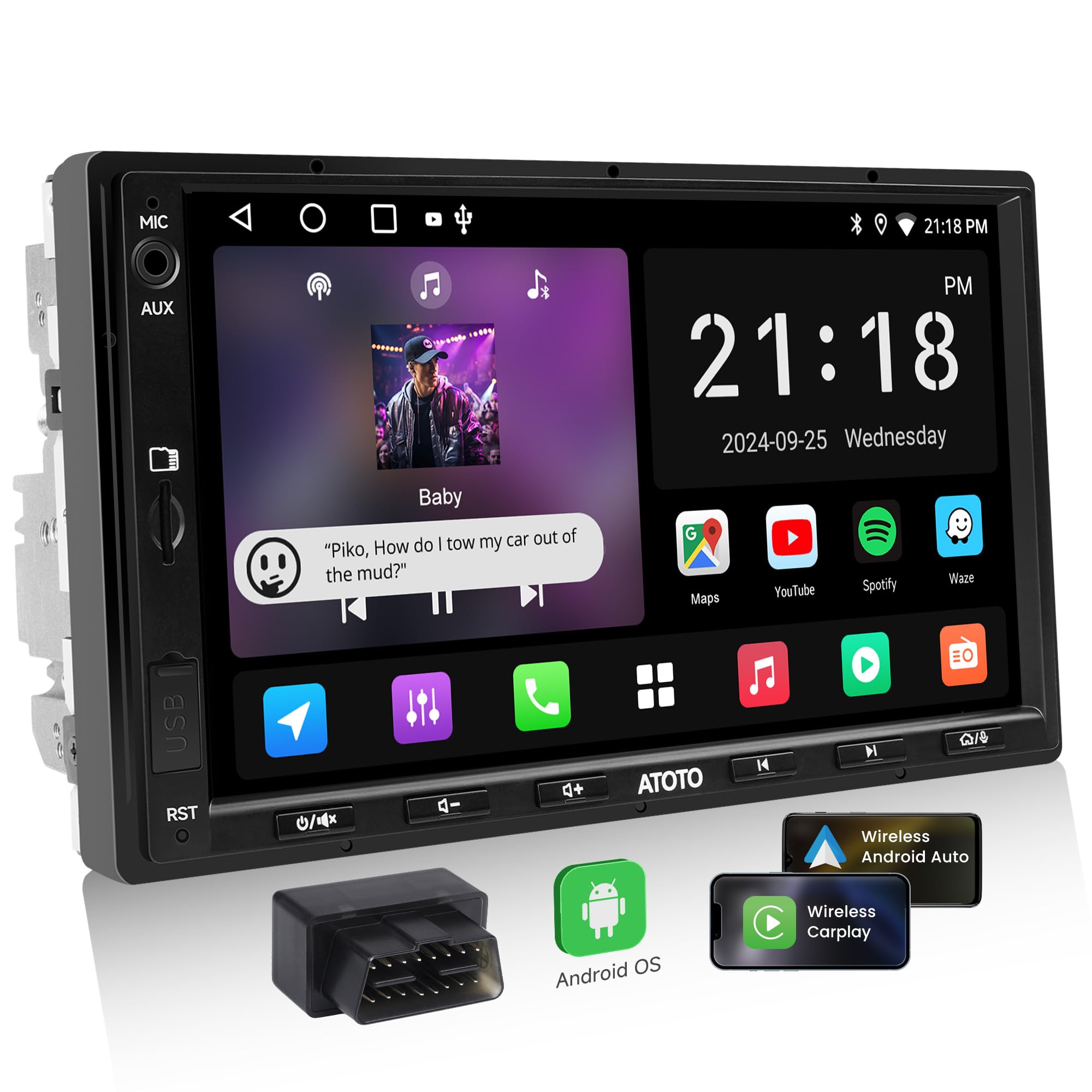ATOTOZONE Car Stereo A5L autoradio 7" 2 DIN 2+32G CarPlay