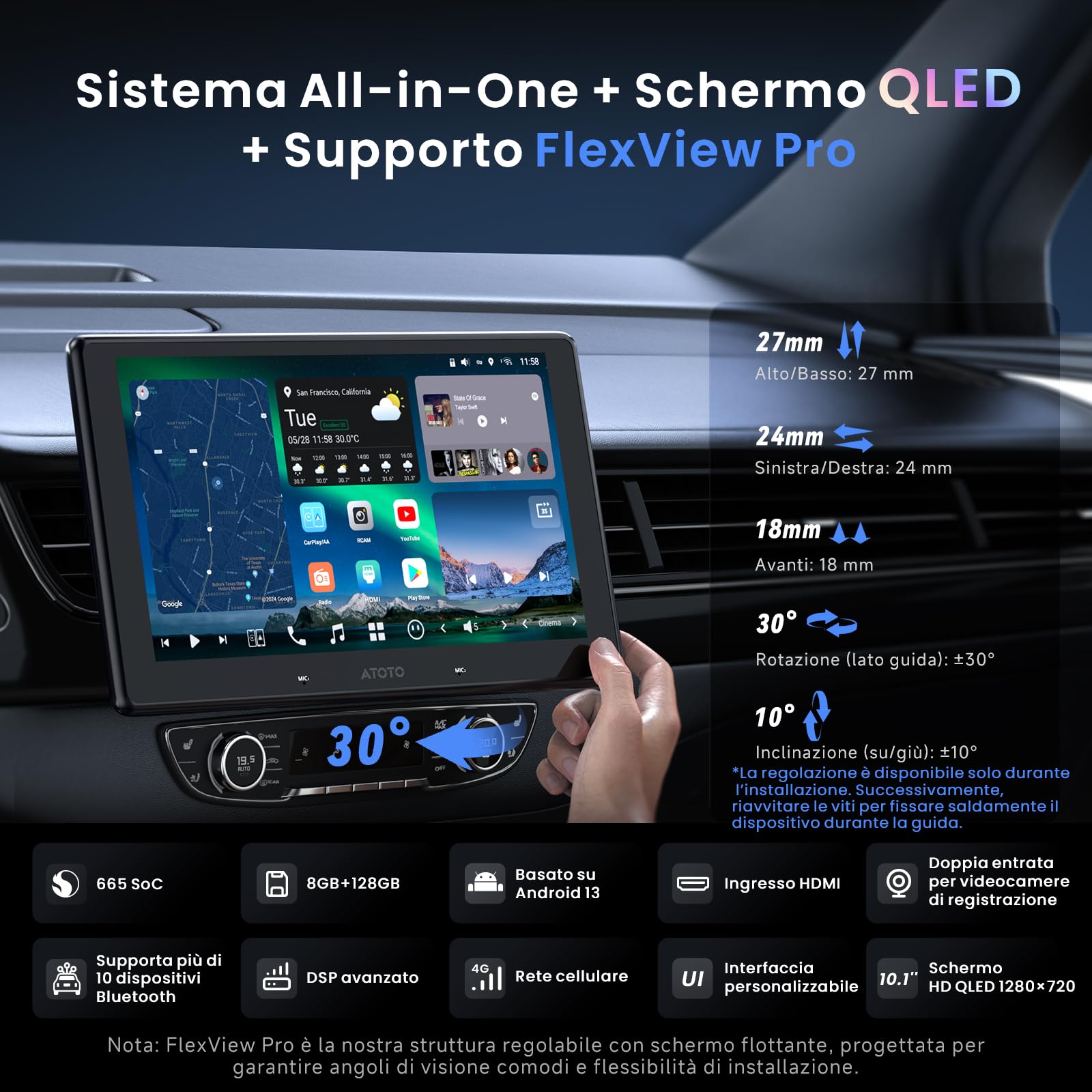 ATOTOZONE X10 Autoradio Android 10.1 Pollici 8+128GB 4G LTE