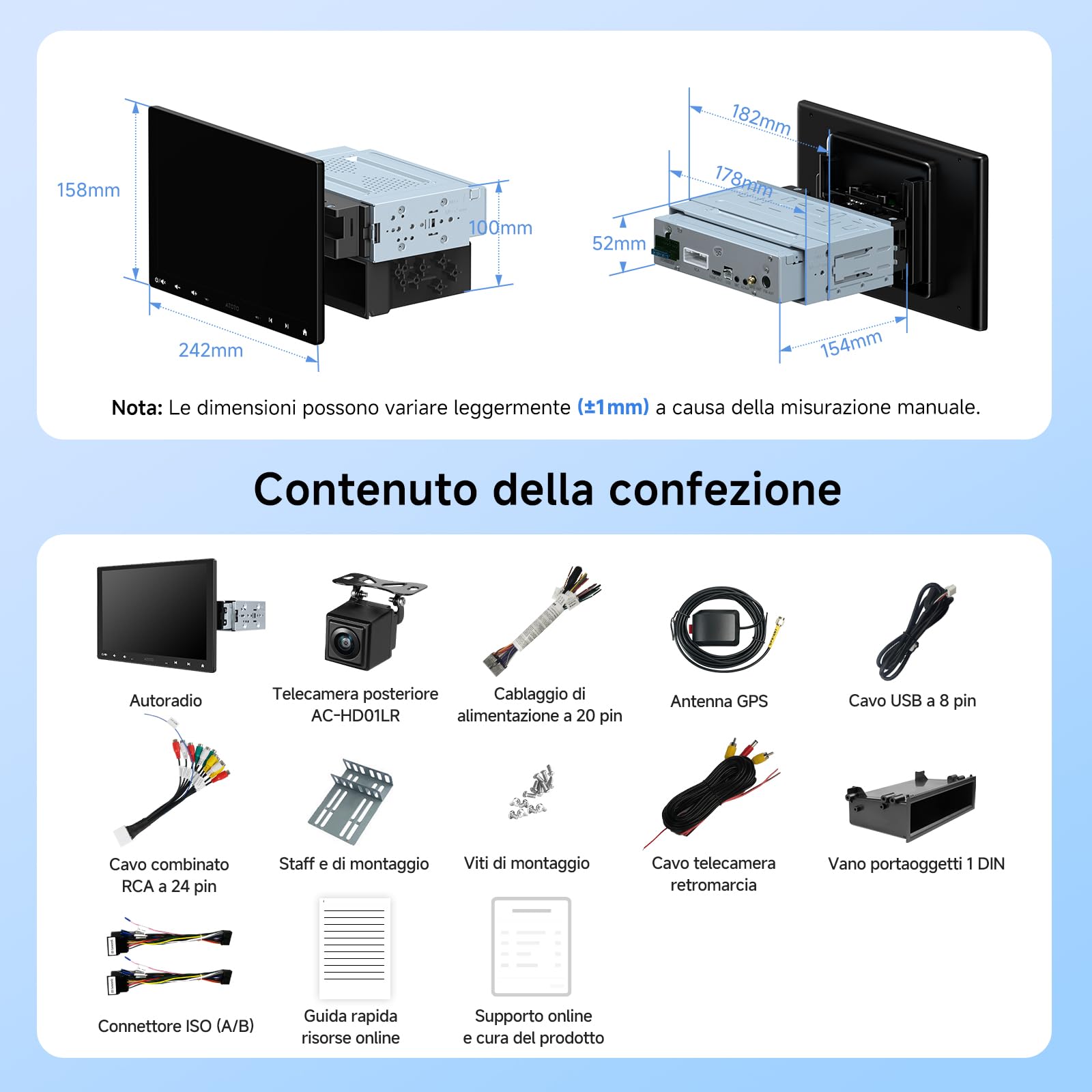 ATOTOZONE A5L autoradio Android 10.1" QLED 2G+32G CarPlay