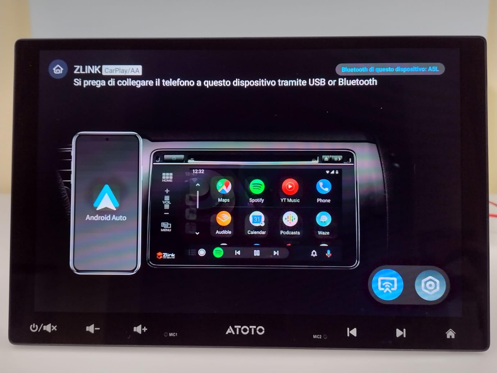 ATOTOZONE A5L autoradio Android 10.1" QLED 2G+32G CarPlay